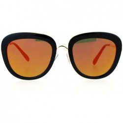 Square Vintage Retro Sunglasses Womens Dual Square Frame Mirror Lens UV400 - Black Gold (Orange Mirror) - CG1882ATWK3 $14.25