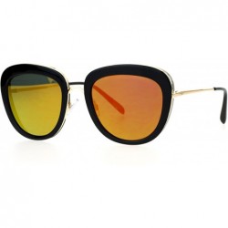 Square Vintage Retro Sunglasses Womens Dual Square Frame Mirror Lens UV400 - Black Gold (Orange Mirror) - CG1882ATWK3 $14.25