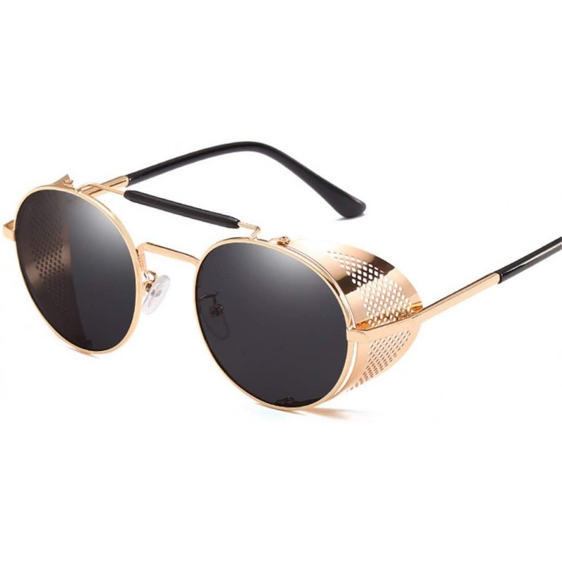 Rimless Retro Round Metal Sunglasses Men Women Glasses Shades UV Protection - 2-Gold-Gray - C0194OOKETK $20.29
