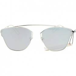 Wayfarer Womens Bridgeless Metal Horn Rim Color Mirror Sunglasses - Silver Mirror - CI12NB53V0V $25.62