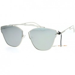 Wayfarer Womens Bridgeless Metal Horn Rim Color Mirror Sunglasses - Silver Mirror - CI12NB53V0V $11.87