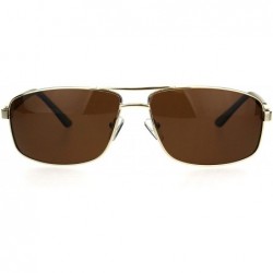 Rectangular Polarized Mens Narrow Rectangular Pilots Metal Rim Sunglasses - Gold Brown - CE18HEXLCOA $26.16
