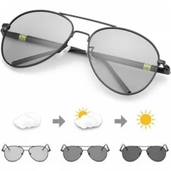 Aviator Photochromic Pilot Sunglasses for Men with Polarized Lens for Driving - UV400 Protection Reduce Glare - CR18Q7HMQZ4 $...
