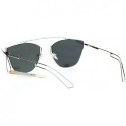 Wayfarer Womens Bridgeless Metal Horn Rim Color Mirror Sunglasses - Silver Mirror - CI12NB53V0V $11.87