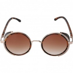 Round Steampunk Gothic - 002 Retro Vintage Hippie Colored Metal Round Circle Frame Sunglasses Colored Lens - CF184I8OZOL $13.74