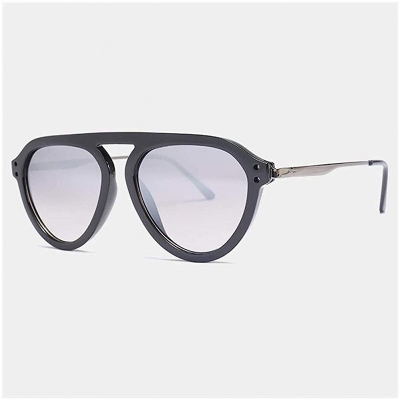 Oversized Oversized Cat Eye Sunglasses for Men and Women UV400 - C4 Black Clear Gray - CH1987ATRTK $14.15