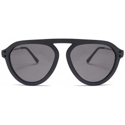 Oversized Oversized Cat Eye Sunglasses for Men and Women UV400 - C4 Black Clear Gray - CH1987ATRTK $14.15