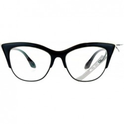 Cat Eye Vintage Retro Fashion Clear Lens Glasses Womens Half Rim Look Cateye - Black - CR187C99G6T $20.84