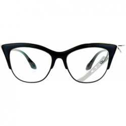 Cat Eye Vintage Retro Fashion Clear Lens Glasses Womens Half Rim Look Cateye - Black - CR187C99G6T $11.49