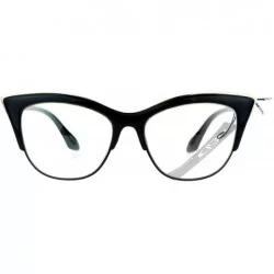 Cat Eye Vintage Retro Fashion Clear Lens Glasses Womens Half Rim Look Cateye - Black - CR187C99G6T $11.49