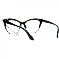 Cat Eye Vintage Retro Fashion Clear Lens Glasses Womens Half Rim Look Cateye - Black - CR187C99G6T $11.49