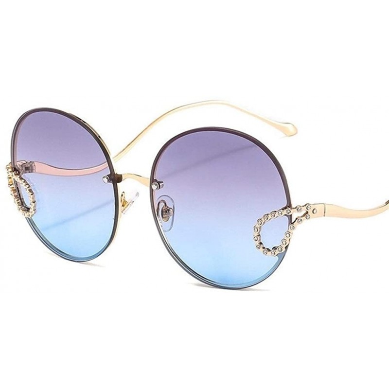 Round 2020 New Metal Diamond Sunglasses Women Round Rimless Frame Sun Glasses Female Fashion Eyeglasses UV400 Glasses - CT198...