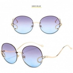 Round 2020 New Metal Diamond Sunglasses Women Round Rimless Frame Sun Glasses Female Fashion Eyeglasses UV400 Glasses - CT198...