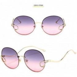 Round 2020 New Metal Diamond Sunglasses Women Round Rimless Frame Sun Glasses Female Fashion Eyeglasses UV400 Glasses - CT198...