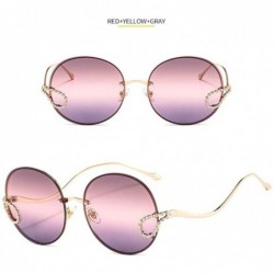 Round 2020 New Metal Diamond Sunglasses Women Round Rimless Frame Sun Glasses Female Fashion Eyeglasses UV400 Glasses - CT198...