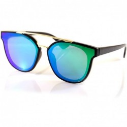 Aviator Horn Rimmed Gradient Mirror Lens Cat-Eye Aviator Couple Sunglasses A198 - Black/ Green Rv - C318EM6N3MS $24.30