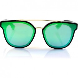 Aviator Horn Rimmed Gradient Mirror Lens Cat-Eye Aviator Couple Sunglasses A198 - Black/ Green Rv - C318EM6N3MS $13.43