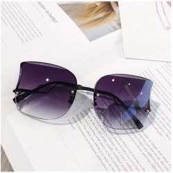 Oversized Oversized Irregular Cateye Sunglasses for Women Rimless Eyewear UV400 - Black Grey - CX19036M83H $26.21