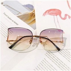 Oversized Oversized Irregular Cateye Sunglasses for Women Rimless Eyewear UV400 - Black Grey - CX19036M83H $12.58