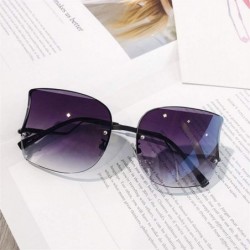 Oversized Oversized Irregular Cateye Sunglasses for Women Rimless Eyewear UV400 - Black Grey - CX19036M83H $12.58