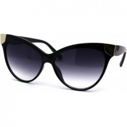 Cat Eye Womens Diva Metal Devil Horn Tip Cat Eye Designer Sunglasses - Black Smoke - CV12EA42IRP $19.37