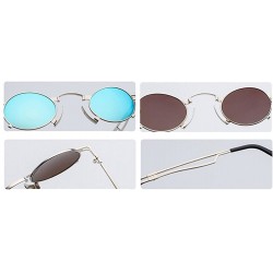 Oval Punk Sunglasses Men Vintage Small Oval Sun Glasses For Women Summer 2018 UV400 - Gold With Blue - CI18D4IOHZO $11.89