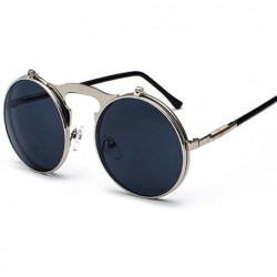 Round Metal Steampunk Sunglasses Men Women Round Glasses Retro Frame Vintage Sun Glasses Male - Goldyellow - CV198XSDCAN $9.23