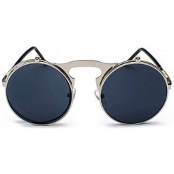 Round Metal Steampunk Sunglasses Men Women Round Glasses Retro Frame Vintage Sun Glasses Male - Goldyellow - CV198XSDCAN $9.23