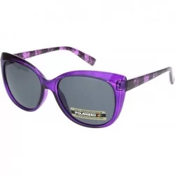 Butterfly Womens Polarized Lens Sunglasses Square Butterfly Frame Lace Design UV400 - Purple (Black) - CF194AMG3K5 $23.80