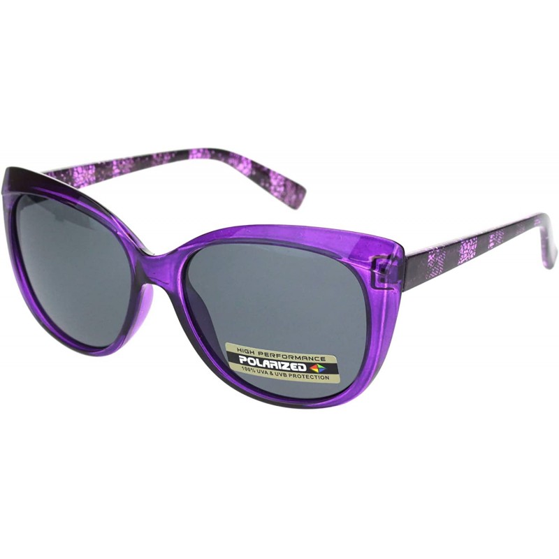 Butterfly Womens Polarized Lens Sunglasses Square Butterfly Frame Lace Design UV400 - Purple (Black) - CF194AMG3K5 $14.09