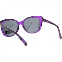 Butterfly Womens Polarized Lens Sunglasses Square Butterfly Frame Lace Design UV400 - Purple (Black) - CF194AMG3K5 $14.09