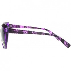 Butterfly Womens Polarized Lens Sunglasses Square Butterfly Frame Lace Design UV400 - Purple (Black) - CF194AMG3K5 $14.09