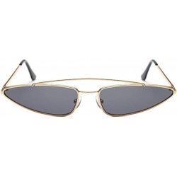 Cat Eye Unisex Flat Top Small Triangle Metal Fram Sunglasses for men/Women Cat Eye Vintage Sun Glasses UV400 - Gold/Black - C...