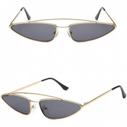 Cat Eye Unisex Flat Top Small Triangle Metal Fram Sunglasses for men/Women Cat Eye Vintage Sun Glasses UV400 - Gold/Black - C...
