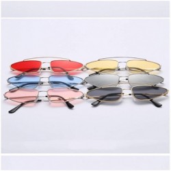 Cat Eye Unisex Flat Top Small Triangle Metal Fram Sunglasses for men/Women Cat Eye Vintage Sun Glasses UV400 - Gold/Black - C...