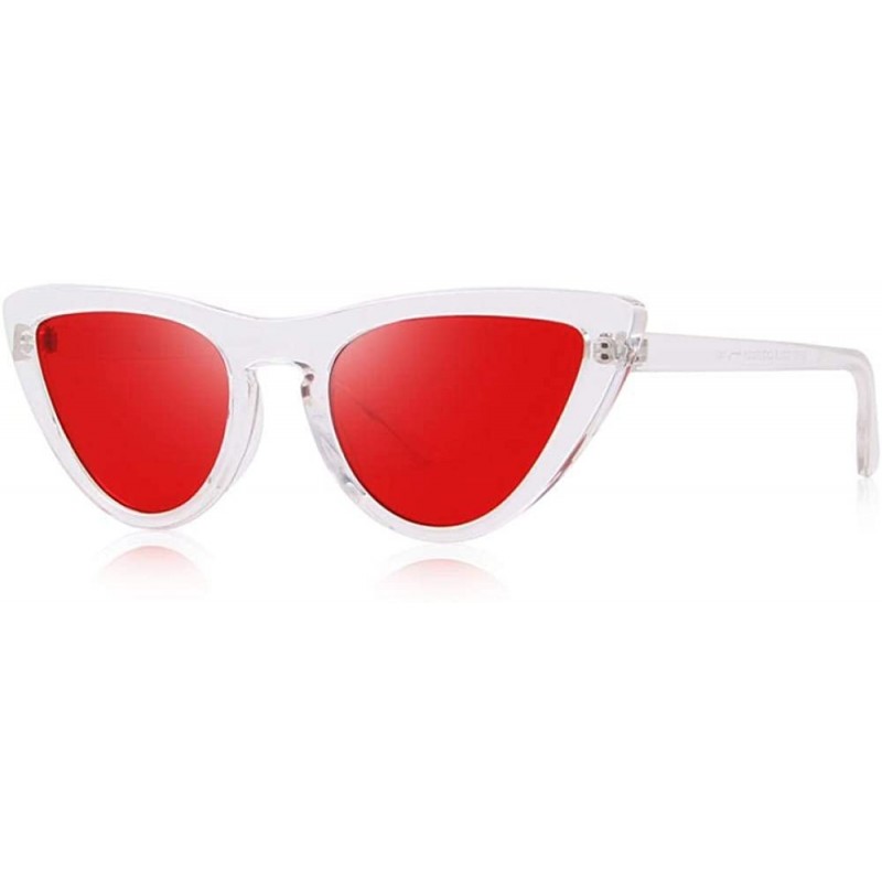 Aviator DESIGN Fashion Women Cat Eye Sunglasses Brand Designer Sunglasses C05 White - C06 Clear Red - CN18YQN00TY $11.26