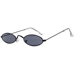 Oval Sun Glasses Unisex Classic Retro Small Oval Sunglasses Metal Frame Shades Eyewear - A - CJ19062CC3I $7.96