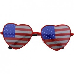 Wayfarer Women's Heart Shaped American Flag Cute Sunglasses US Shades - Red - C611X5KX2Q3 $17.56