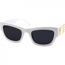 Rectangular Womens Designer Fashion Sunglasses Chic Rectangular Frame UV 400 - White (Black) - CV18XTYTSTY $22.27