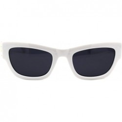 Rectangular Womens Designer Fashion Sunglasses Chic Rectangular Frame UV 400 - White (Black) - CV18XTYTSTY $13.59