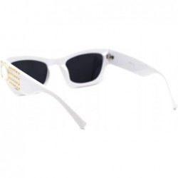 Rectangular Womens Designer Fashion Sunglasses Chic Rectangular Frame UV 400 - White (Black) - CV18XTYTSTY $13.59