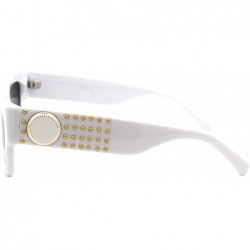 Rectangular Womens Designer Fashion Sunglasses Chic Rectangular Frame UV 400 - White (Black) - CV18XTYTSTY $13.59