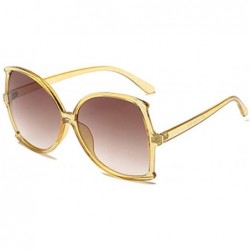 Oval women fashion Simple sunglasses Retro glasses Men and women Sunglasses - Yellow - CV18LLC5CXU $21.27