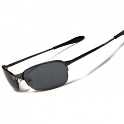 Sport Athletic Golf Baseball Semi Rimless Gunmetal Rectangle Sport Sunglasses - Gunmetal / Gray - CL18ECE3DNK $24.59