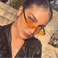 Goggle Sunglasses Women Luxury Designer Red Pink Clear Small Lens Personality Sun Glasses Shades - 4 - CR18Y5CK00Y $20.47