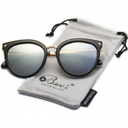 Round Women's Cat Eye Lightweight Modern Polarized Polycarbonate Metal UV400 Protection Sunglasses - C7180K5958W $12.29