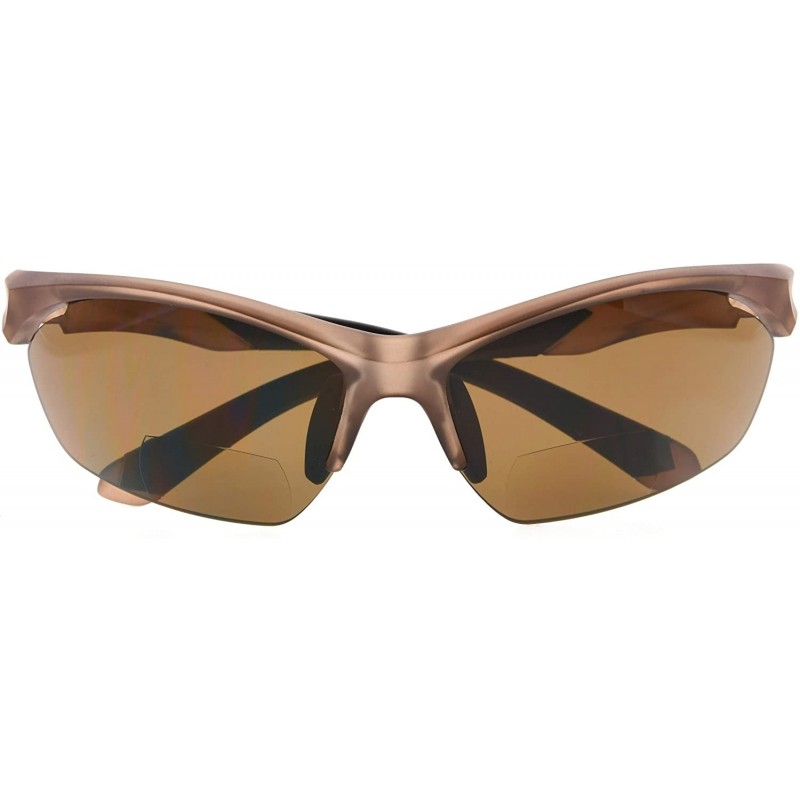 Sport Retro Mens Womens Sports Half-Rimless Bifocal Sunglasses - Matte Brown - CS189X673I6 $10.40