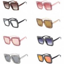 Oversized Fashion Classic Square Frame Shiny Rhinestone UV400 Sunglasses Women Eyewear Anti Uv Sunglass Red - Red - CJ18TM3W6...