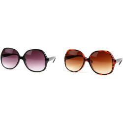 Oversized Retro Oversized Frame Womens Fashion Sunglasses P572 - 2 Pcs Black & Tortoise - CN11ZA3FYXV $17.13