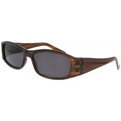 Rectangular Small Full Lens Reading Sunglasses R96 - Clear Brown Stripe-gray Lenses - CD18CUM0ZA9 $20.69